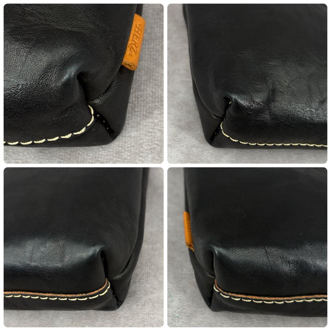 【美品✨】ヘルツ 大工さんの腰袋的ベルトポーチ レザー 本革 ブラック 黒 人気