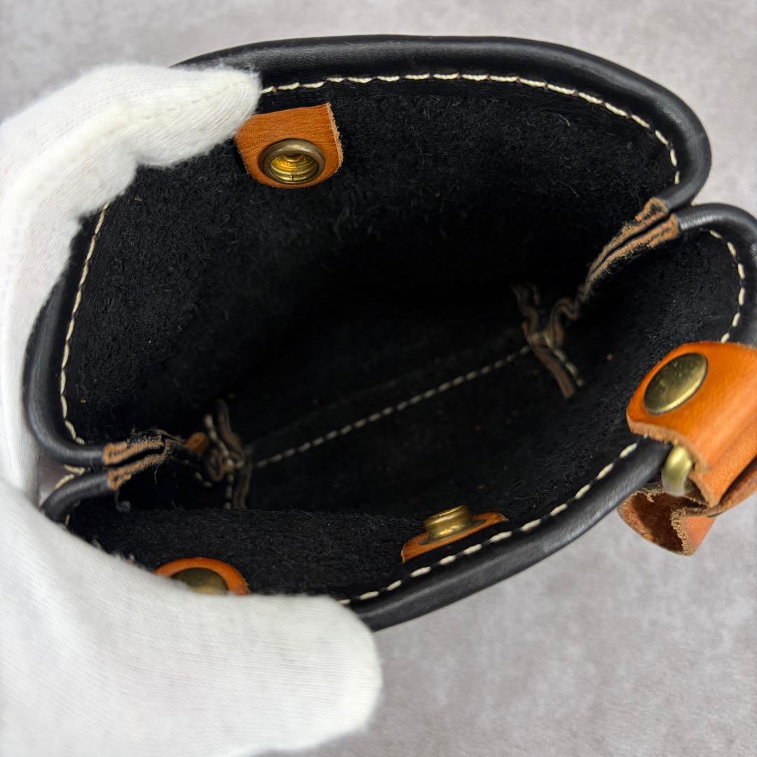 【美品✨】ヘルツ 大工さんの腰袋的ベルトポーチ レザー 本革 ブラック 黒 人気