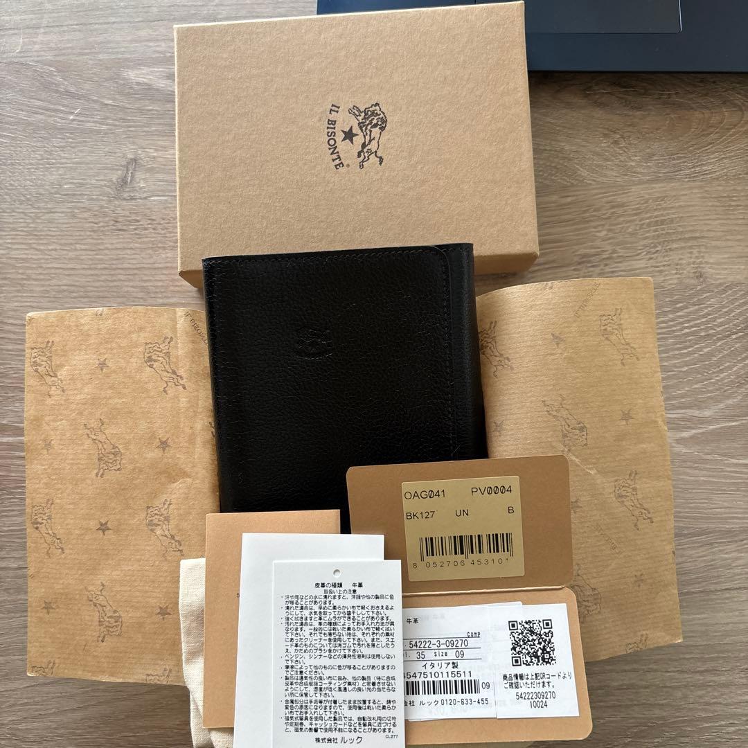 IL BISONTE レザー ノートカバー 黒