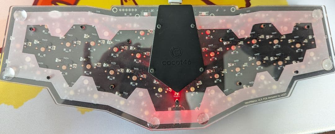 cocot46plus完成品、スイッチ、キャップ、ボール付き