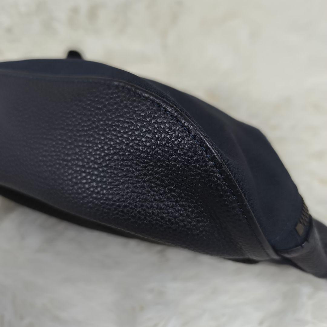 ✨極美品✨ シップス フェティア 別注 ボディバッグ レザー ポリエステル 紺色