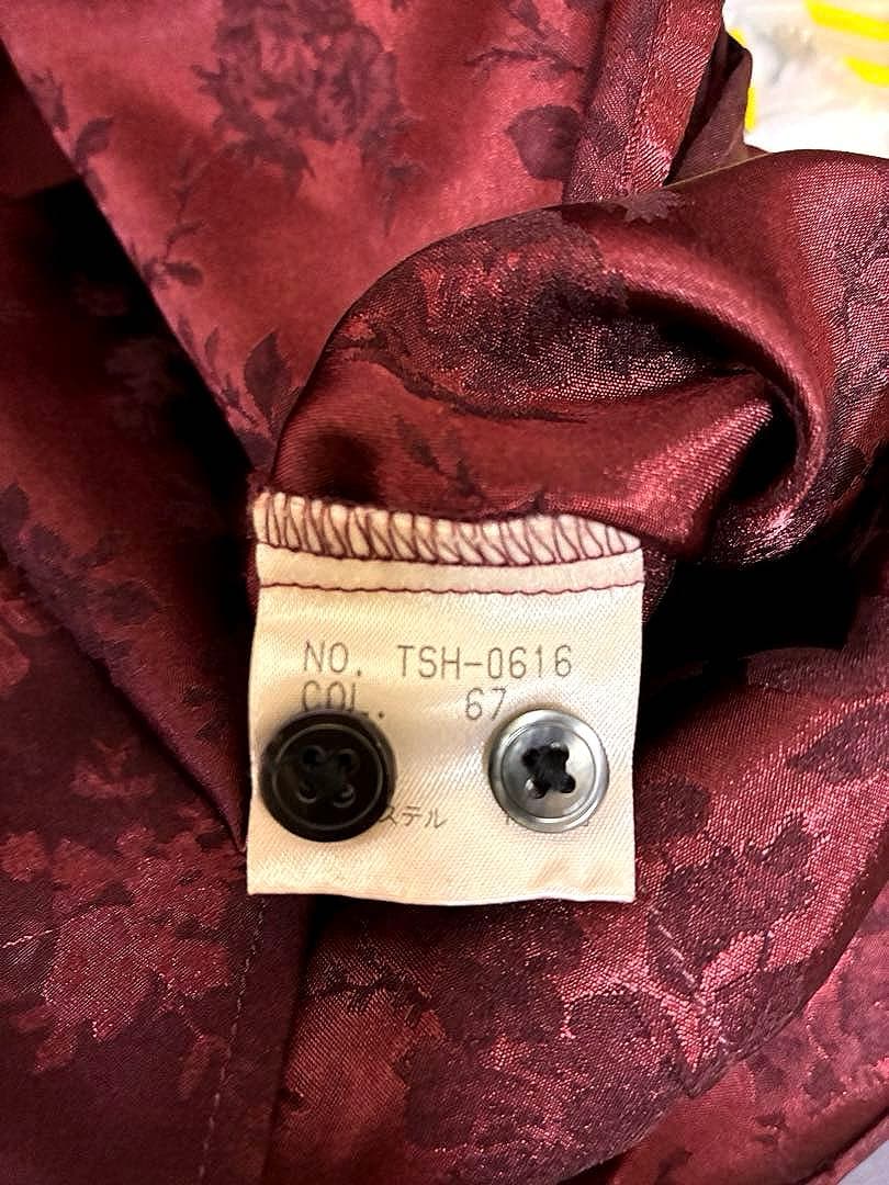 TORNADO MART シャドーボタニカル ストレッチボルドーシャツ