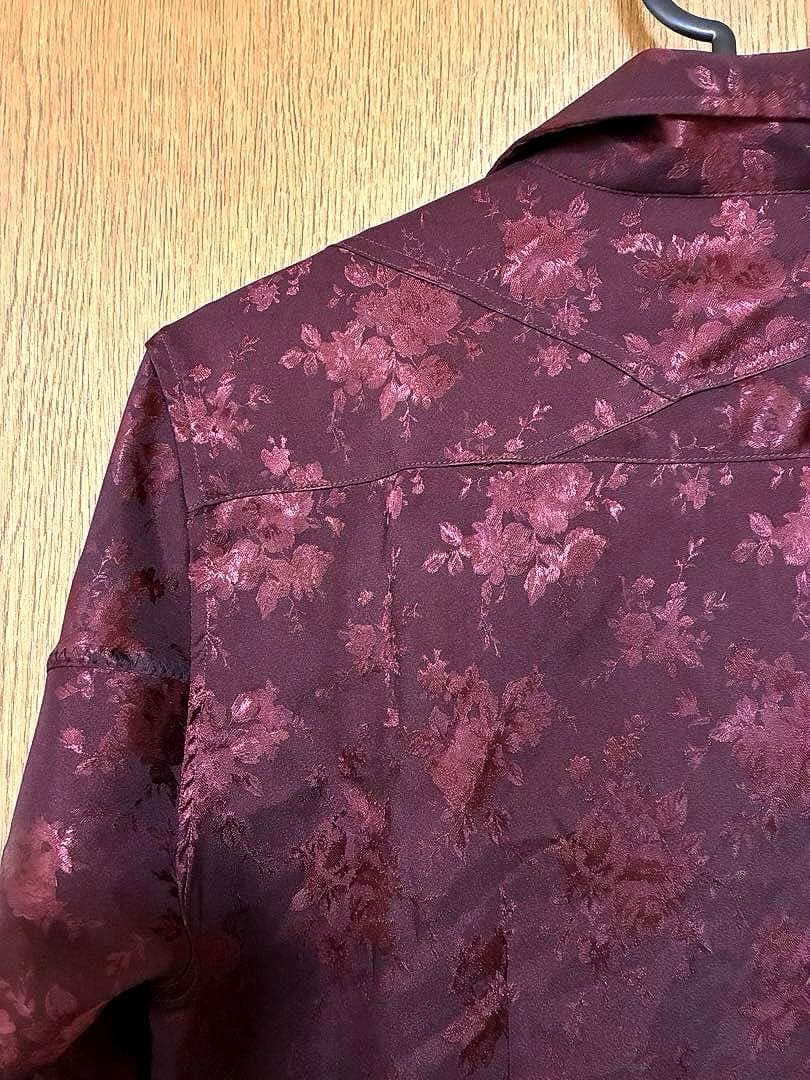 TORNADO MART シャドーボタニカル ストレッチボルドーシャツ