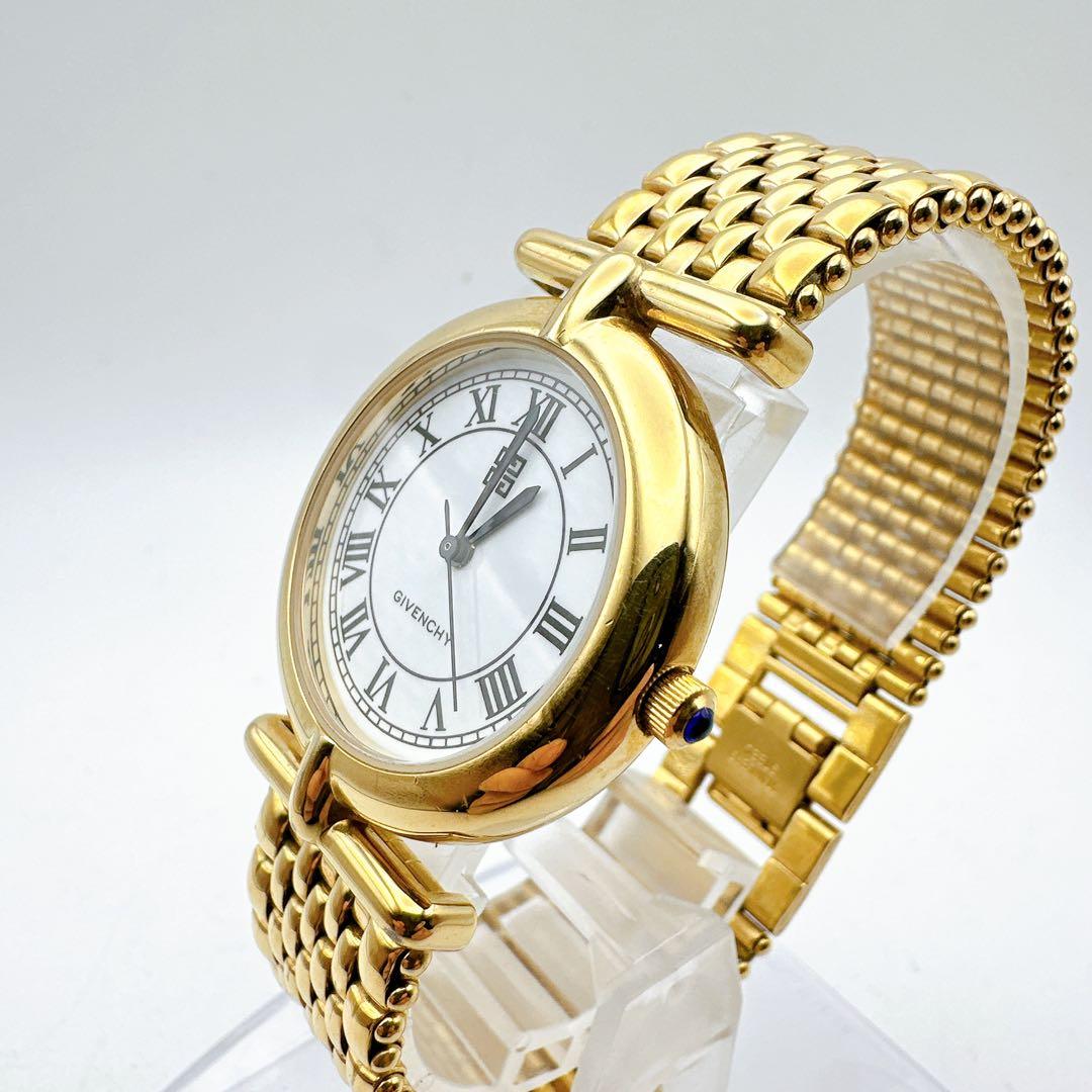 美品 稼動品 GIVENCHY ジバンシィ メンズ腕時計 ゴールド 白文字盤