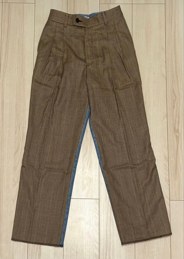アンスクリア　グレンチェックコンビネーションパンツ