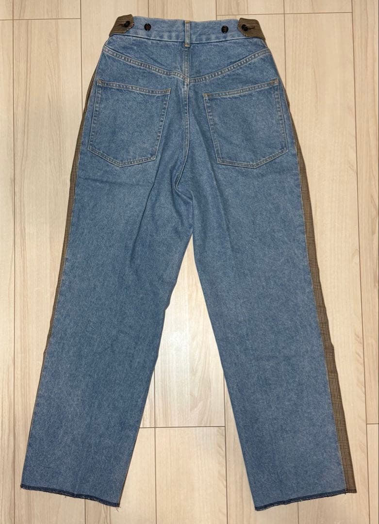 アンスクリア　グレンチェックコンビネーションパンツ