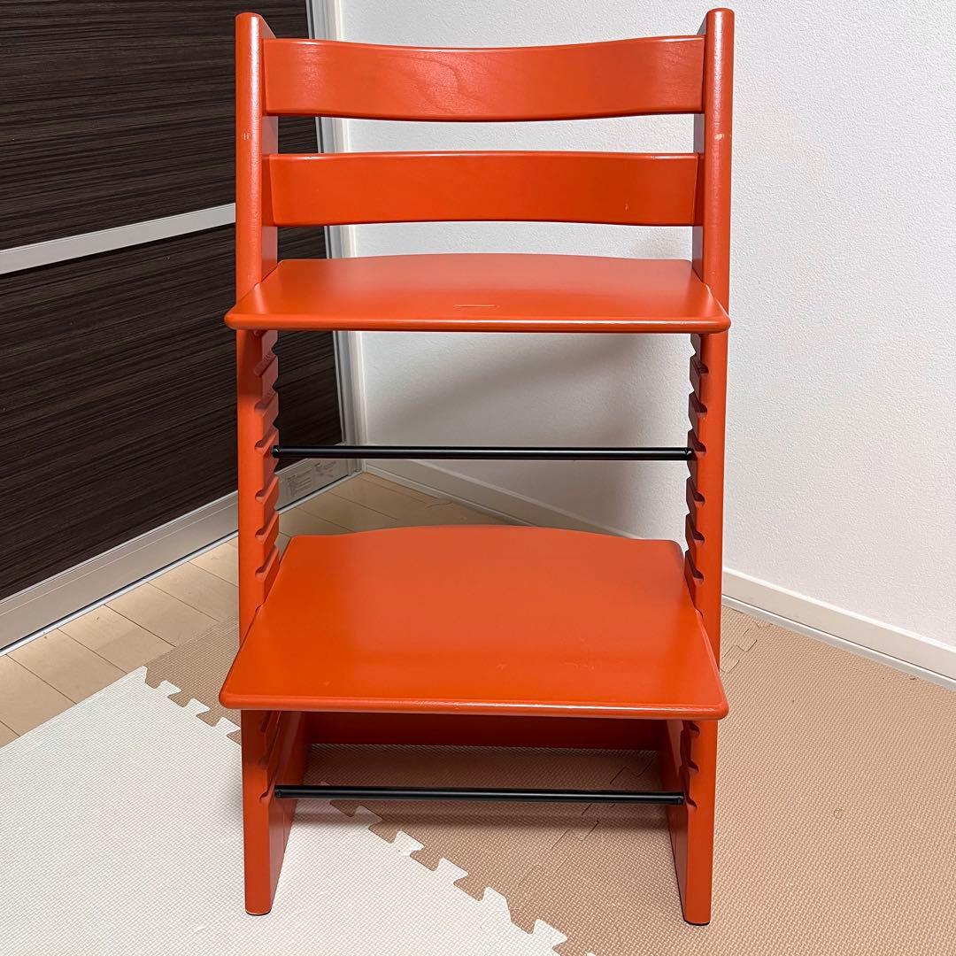 【美品】No.4　ストッケ　トリップトラップ　オレンジ　ベビーセット付き