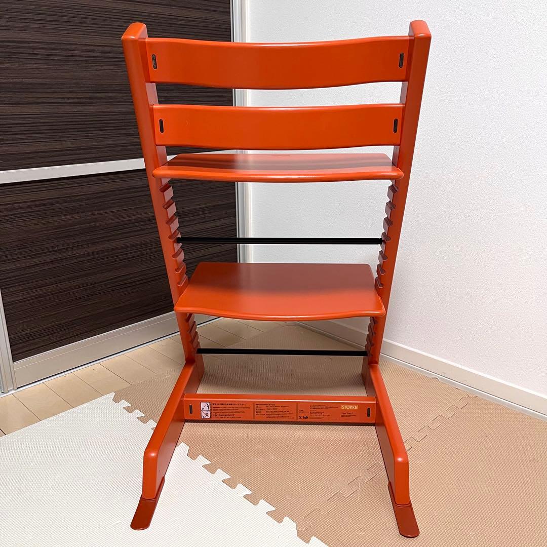 【美品】No.4　ストッケ　トリップトラップ　オレンジ　ベビーセット付き