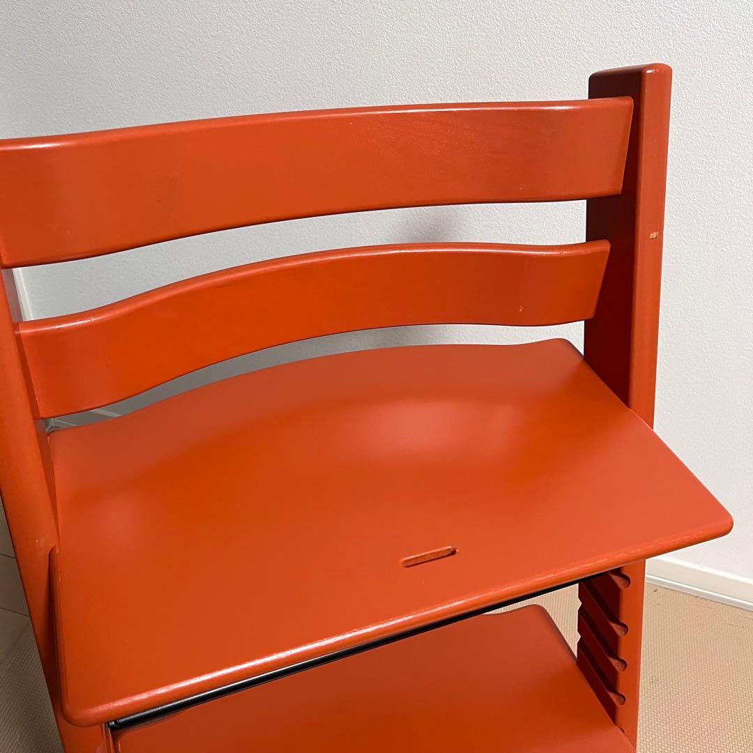 【美品】No.4　ストッケ　トリップトラップ　オレンジ　ベビーセット付き