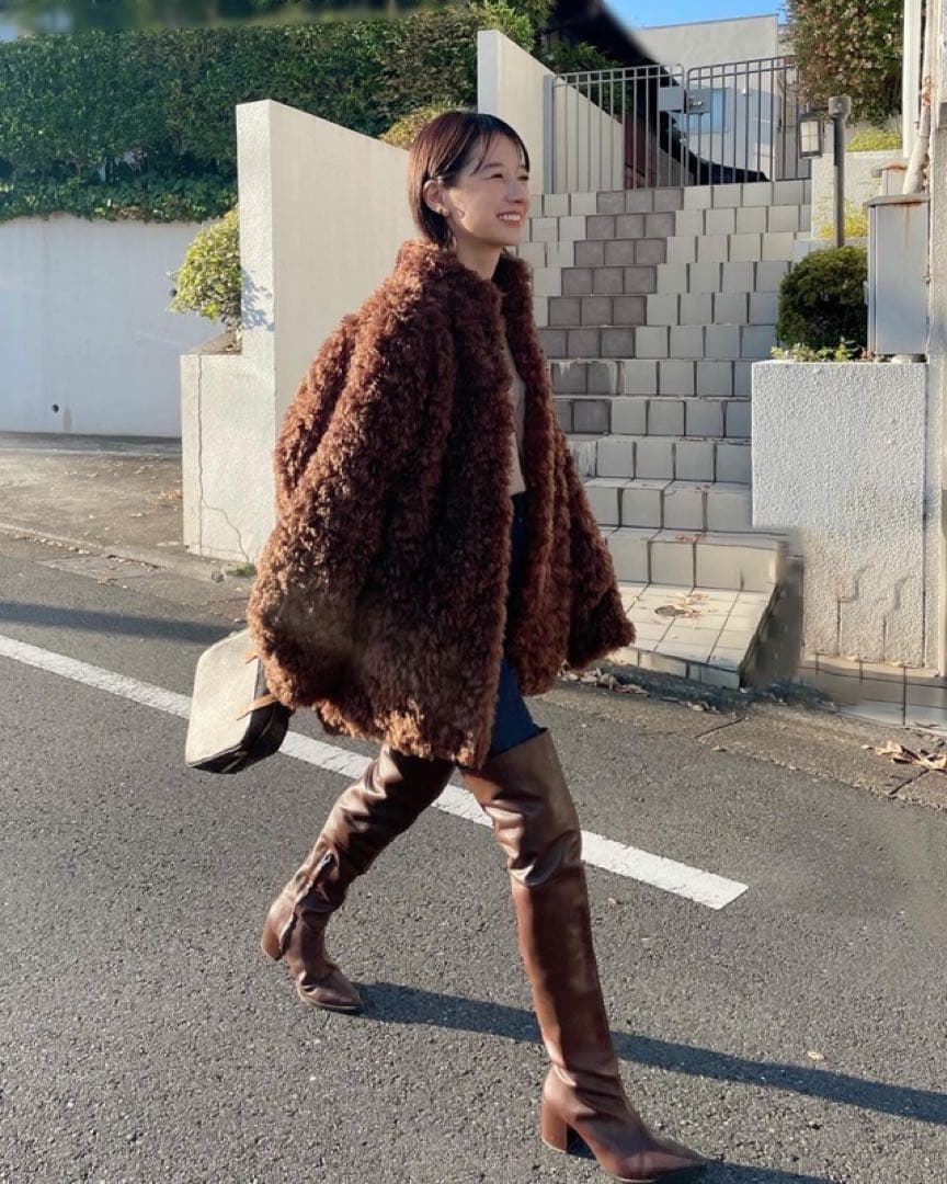 美品＊CLANE CURL FUR SHORT COAT ブラウン サイズ1