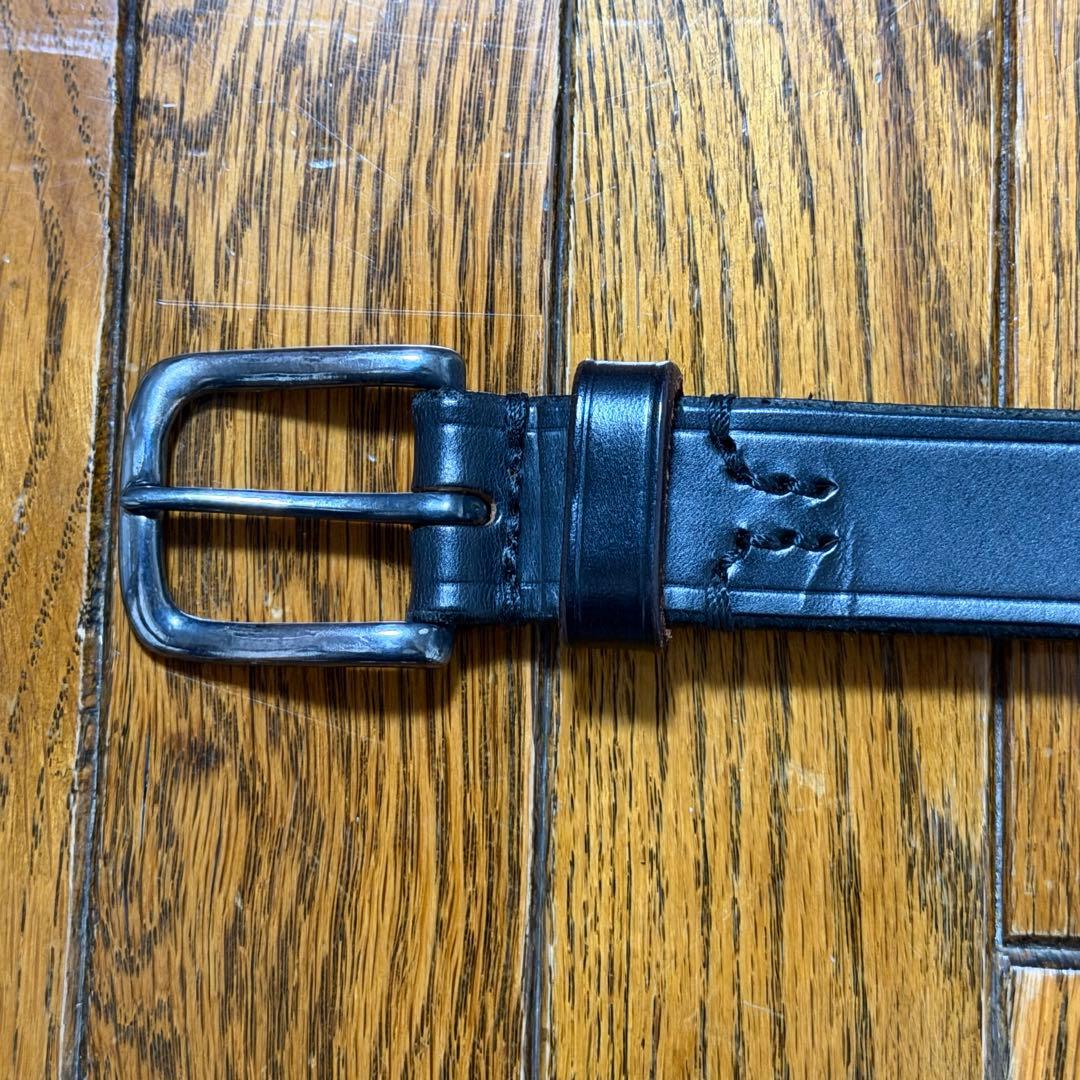 Yudi【美品】ガンゾ ブライドルレザーベルト（1枚仕立て） ブラック Ｌ