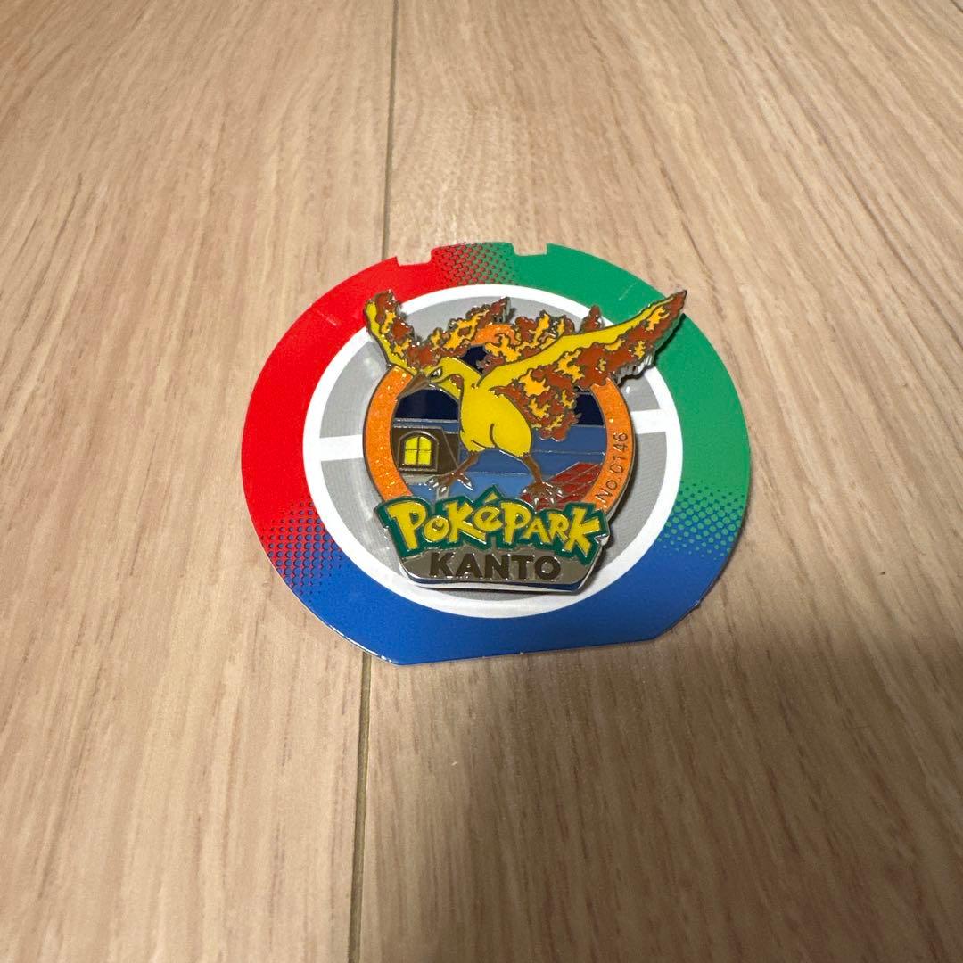 超激レア　ラメ加工　ポケパーク カントー ファイヤー　ピンバッジ　モンボ付き