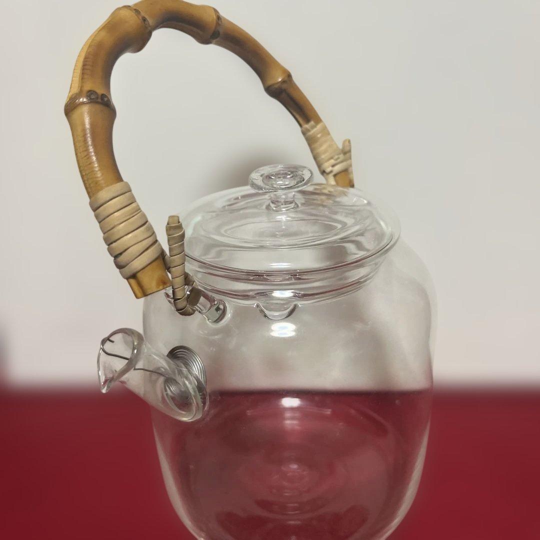 スタジオプレパ　吹きガラス　ガラスポット　持ち手バンブー