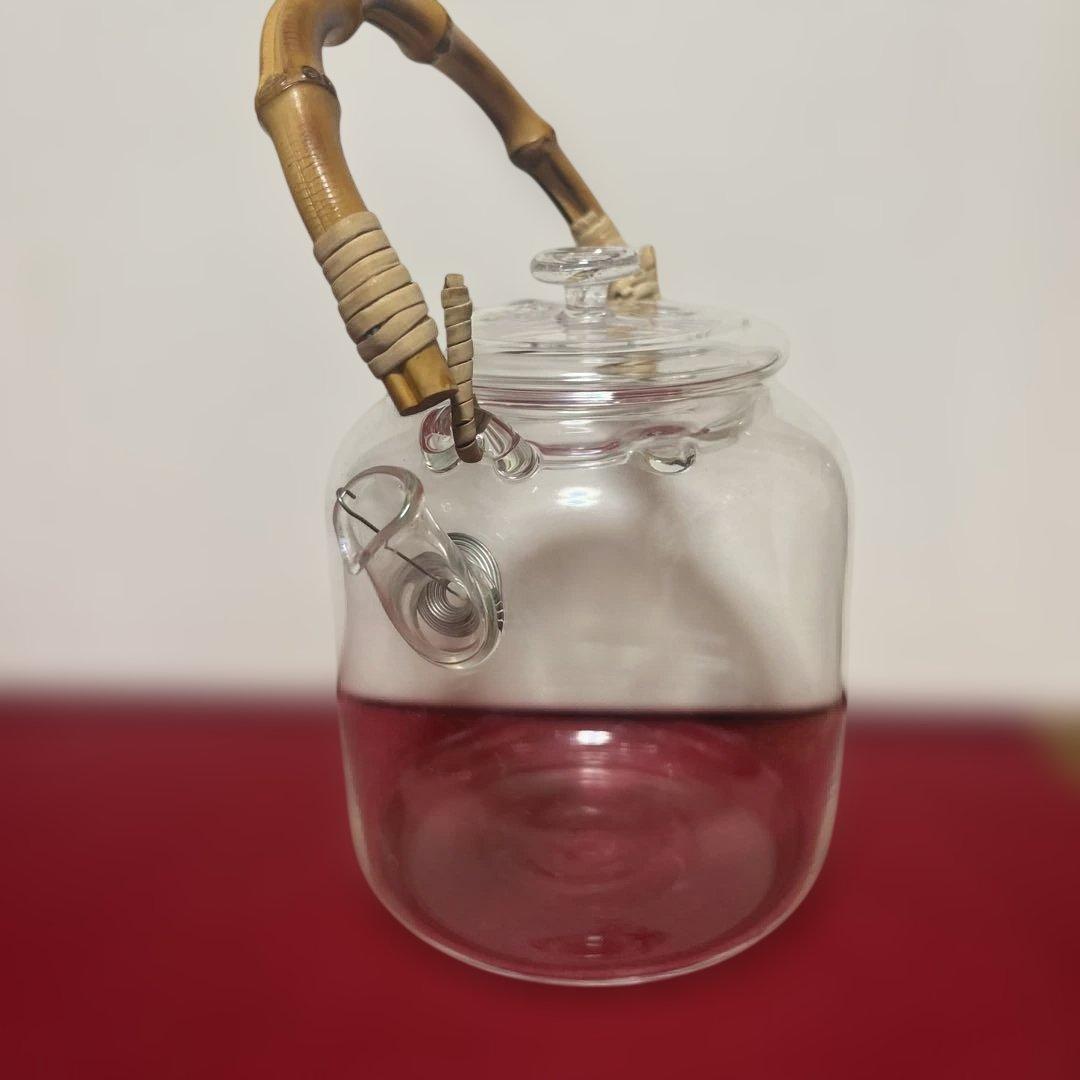 スタジオプレパ　吹きガラス　ガラスポット　持ち手バンブー