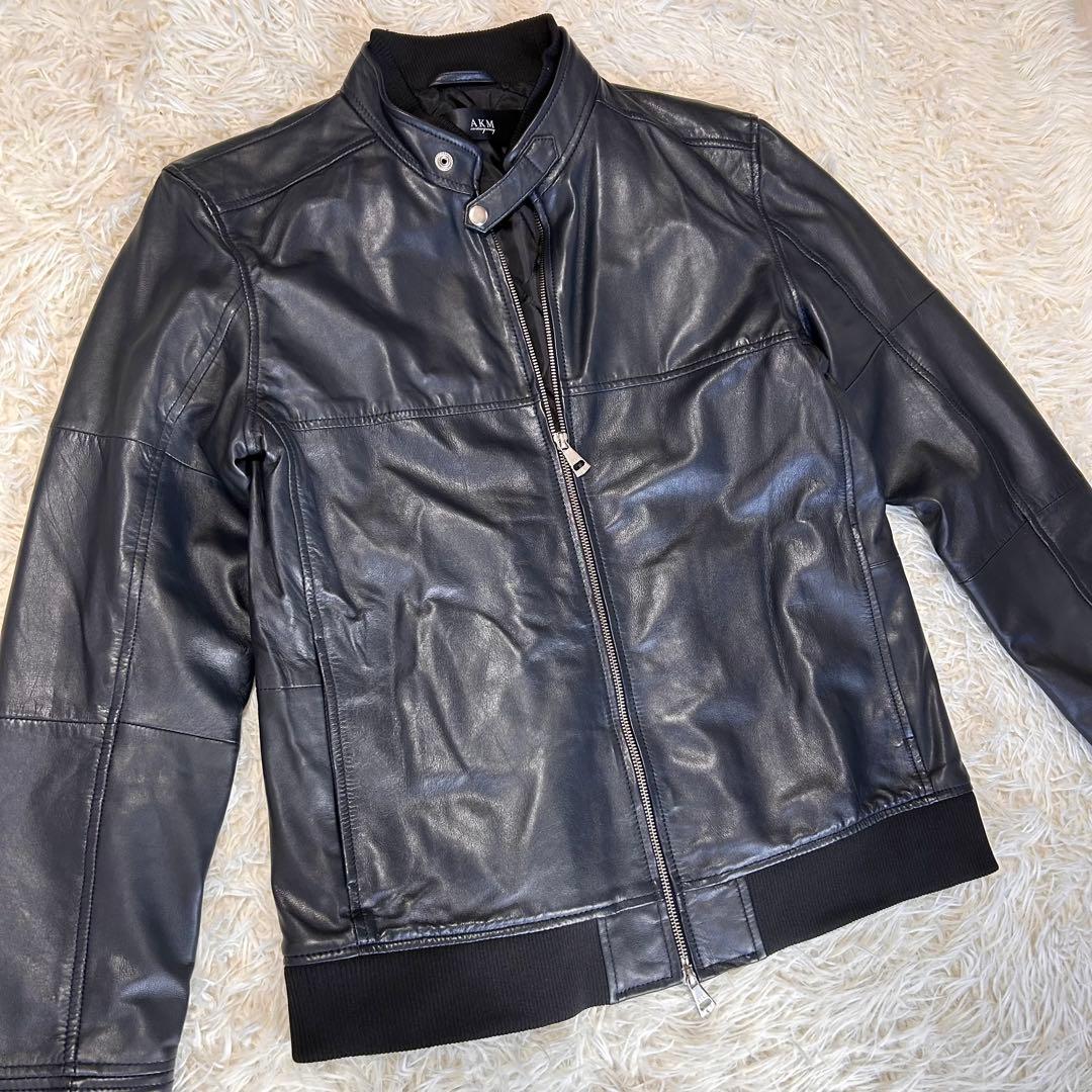 ✨美品✨AKM レザー　シングルライダースジャケット黒XL