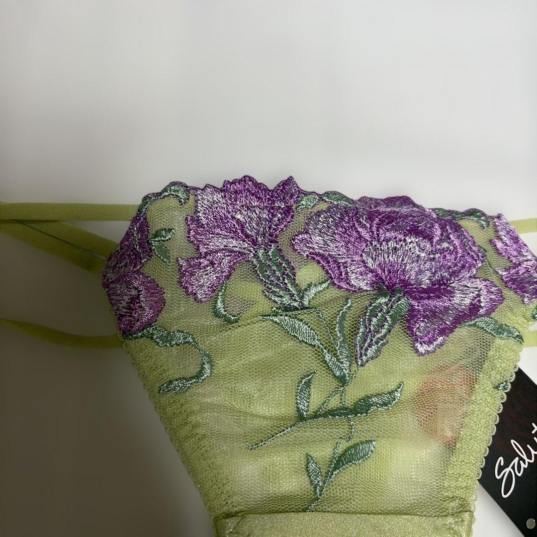 サルート花柄刺繍 ブラジャーショーツガーターセットC80/M