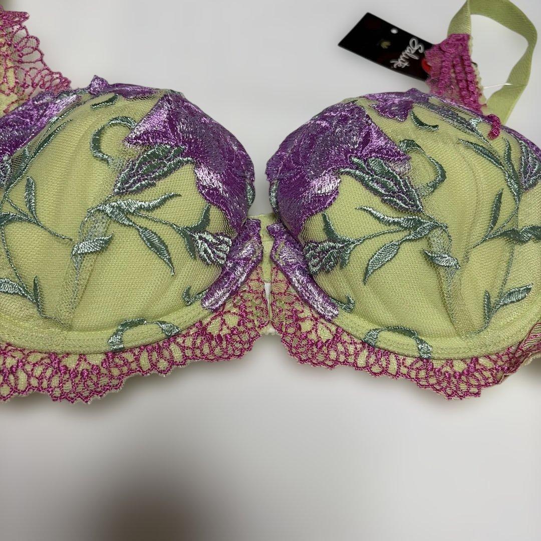 サルート花柄刺繍 ブラジャーショーツガーターセットC80/M