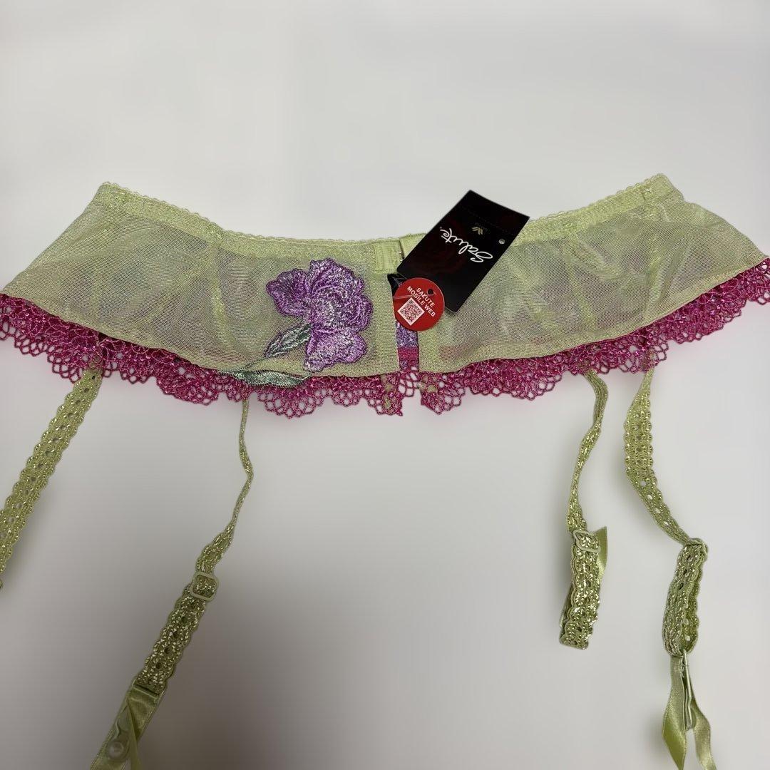 サルート花柄刺繍 ブラジャーショーツガーターセットC80/M