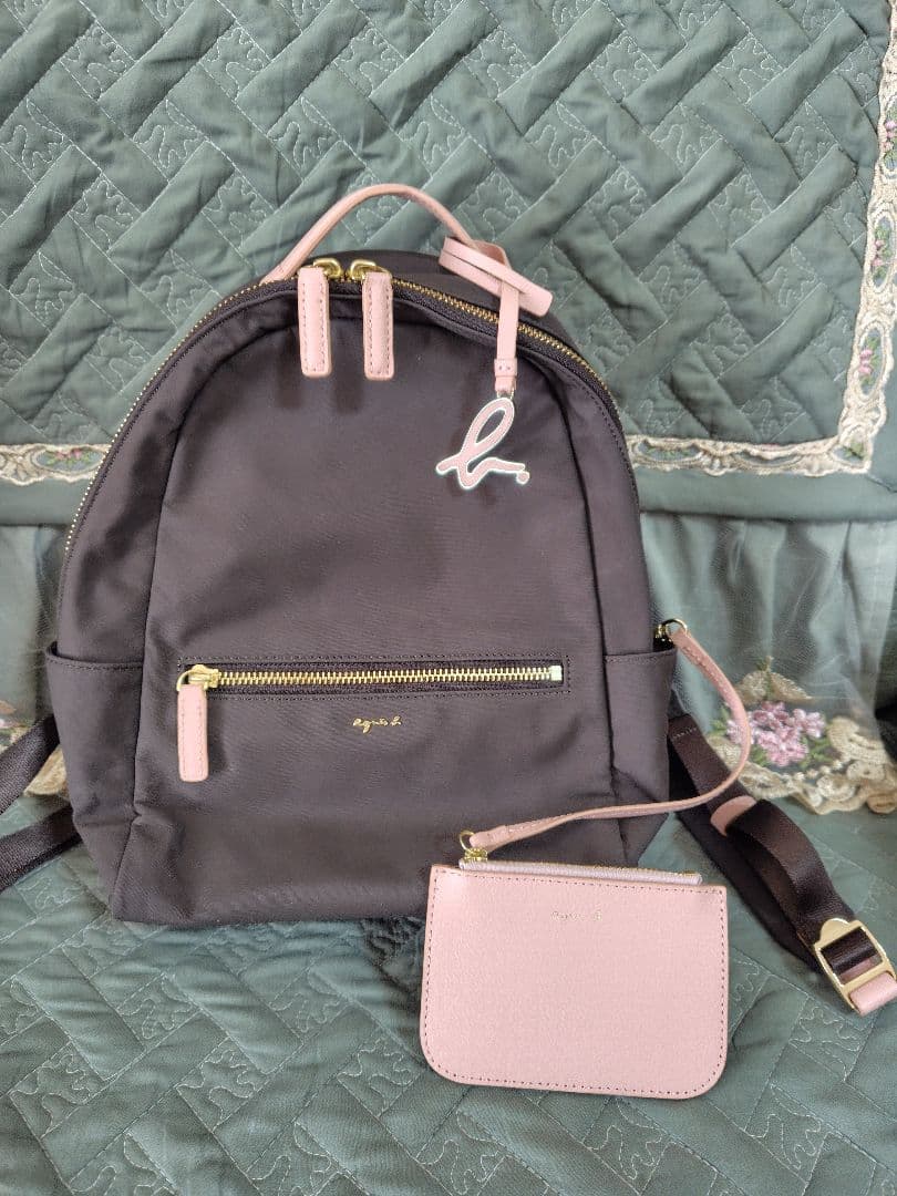 アニエスベー ピンク ブラウン リュック ミニ ポーチ付