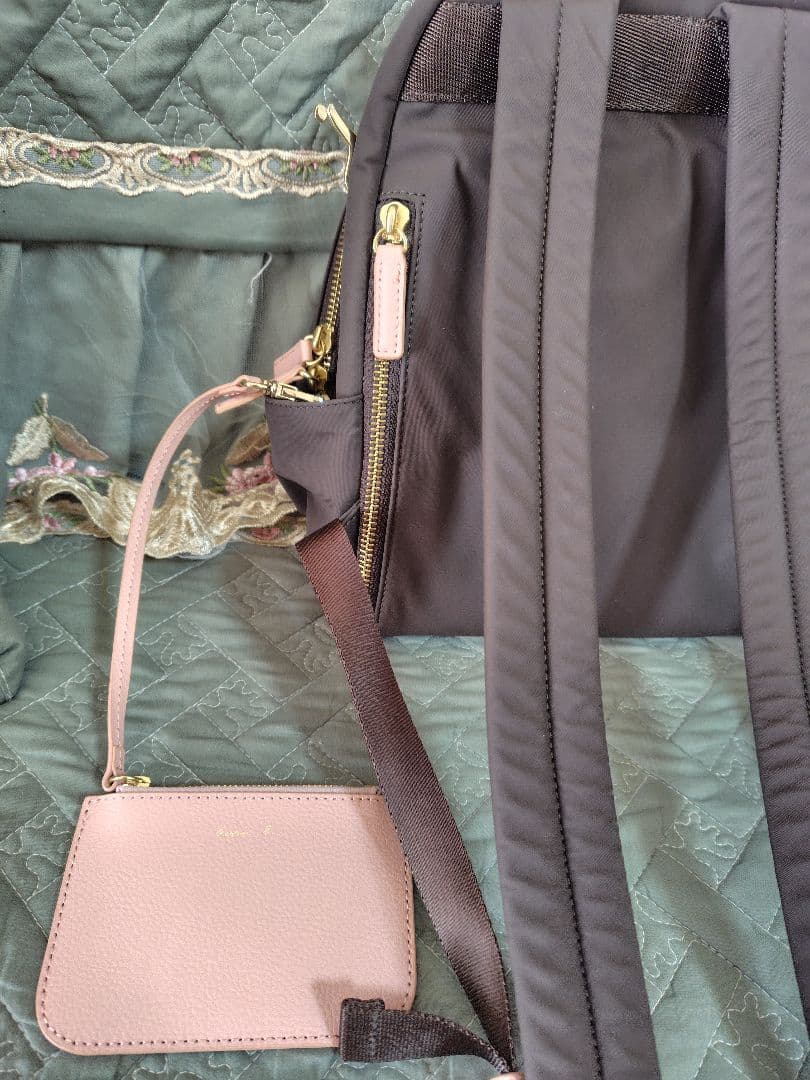 アニエスベー ピンク ブラウン リュック ミニ ポーチ付