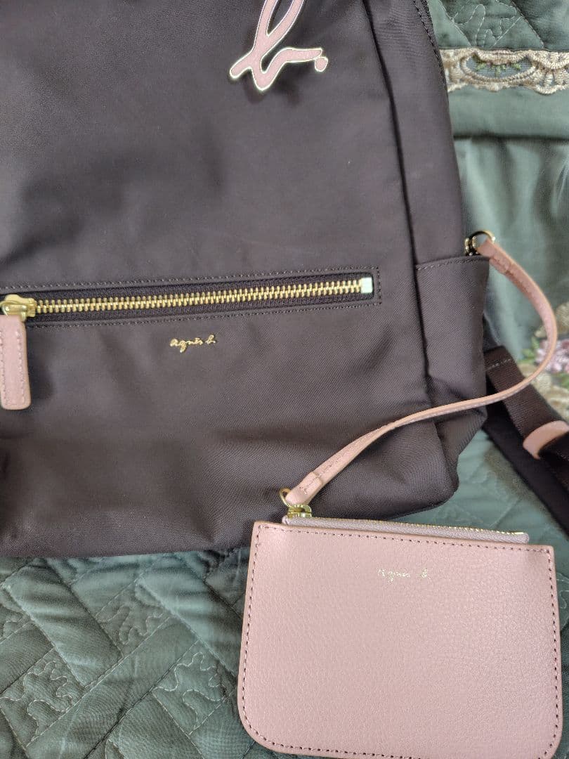 アニエスベー ピンク ブラウン リュック ミニ ポーチ付