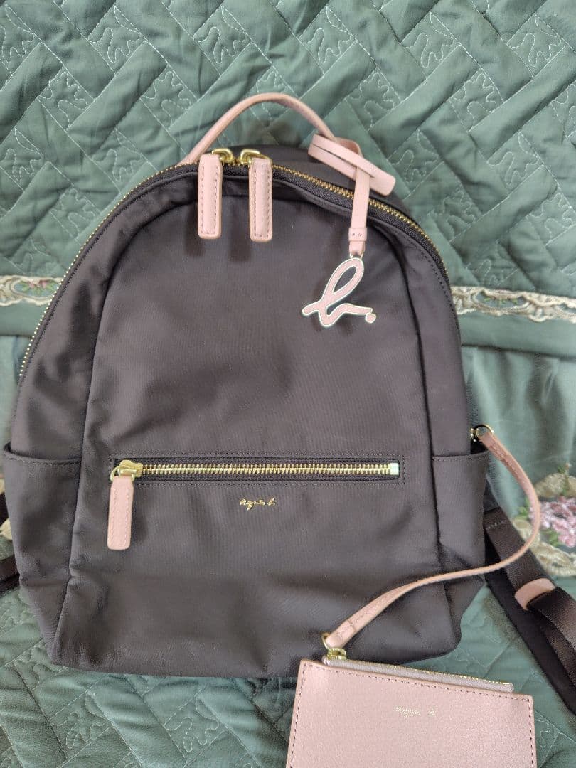 アニエスベー ピンク ブラウン リュック ミニ ポーチ付