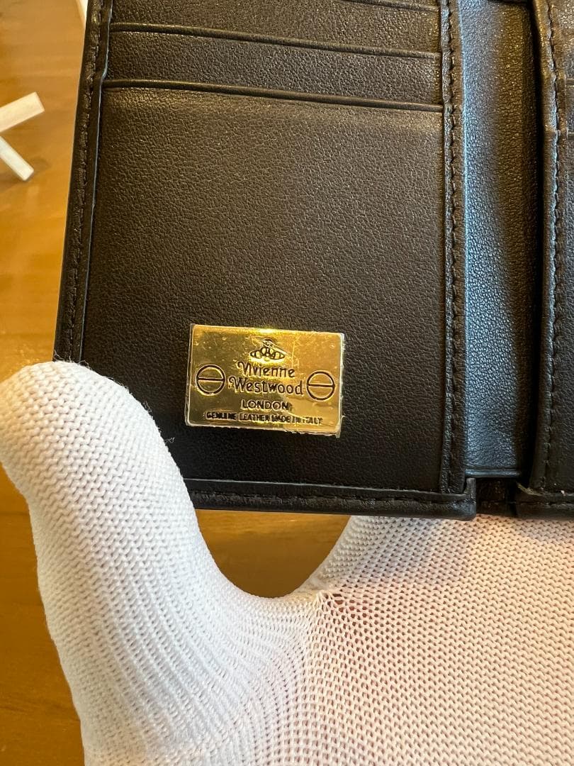 Vivien Westwood 黒レザー名刺入れ（３つ折り×がま口）