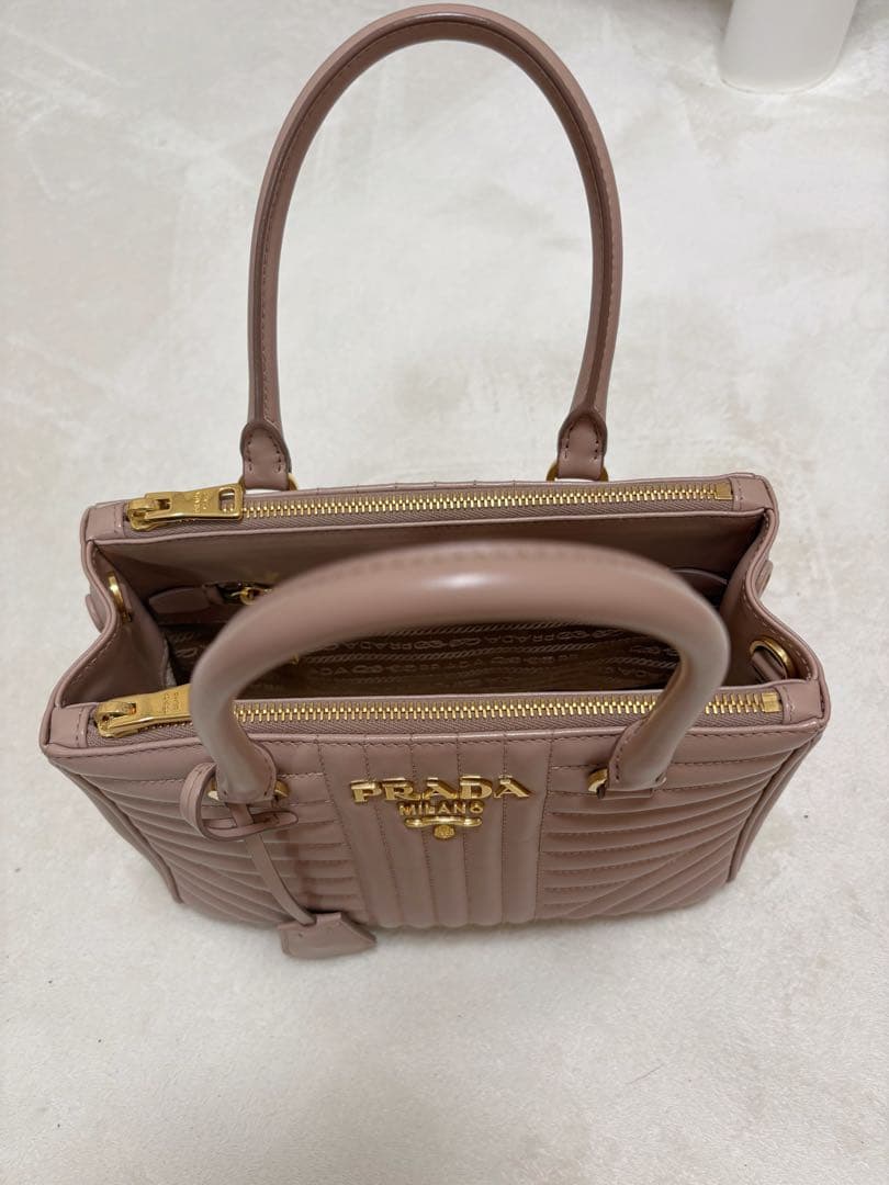 PRADA ダイアグラム ガレリアトートバッグピンクベージュ