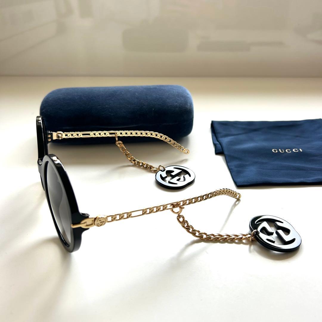 極美品！グッチ GUCCI サングラス　チェーン　インターロッキング チャーム付