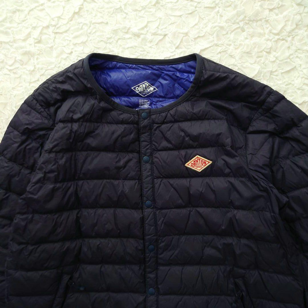 DANTON ダントン　ノーカラー　インナーダウン　ジャケット　ネイビー　40