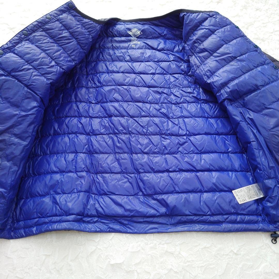 DANTON ダントン　ノーカラー　インナーダウン　ジャケット　ネイビー　40