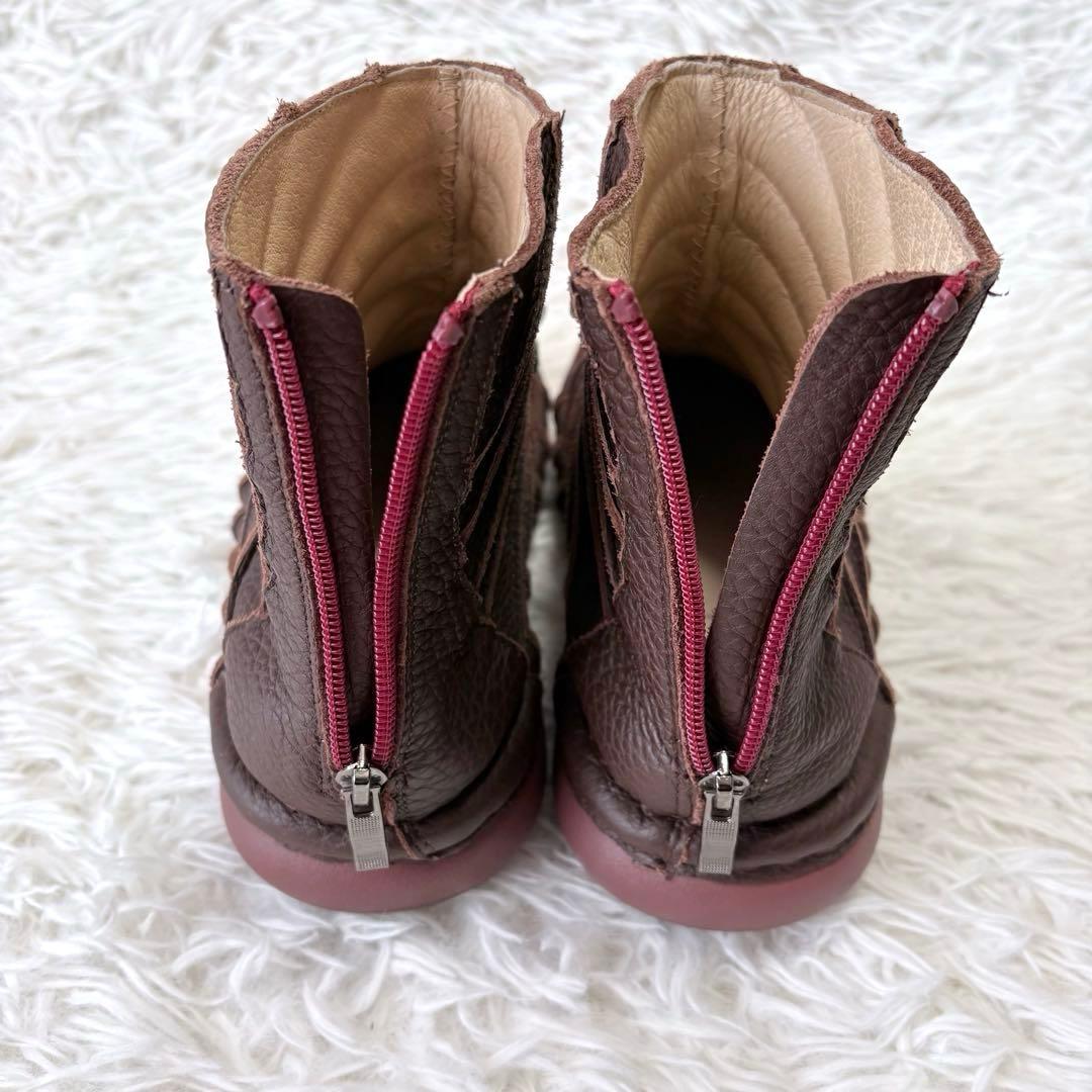 Estacion エスタシオン 本革リボンモチーフショートブーツ ブラウン L