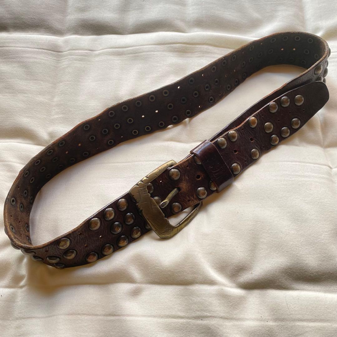 【archive】90~00s DIESEL イタリア製 牛革 スタッズベルト