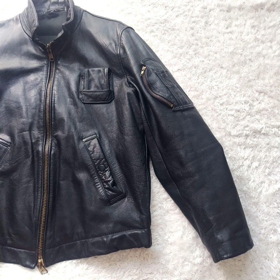 フランス軍 パイロット フライト ジャケット ブラック 52 レザー マルジェラ