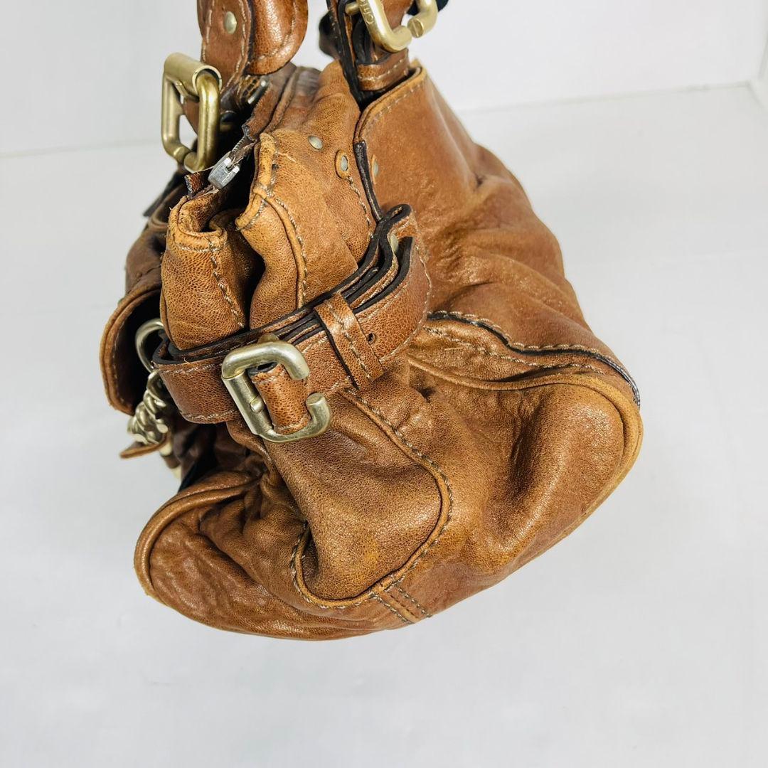 希少 Chloé クロエ パディントン レザー ハンドバッグ パドロック 茶