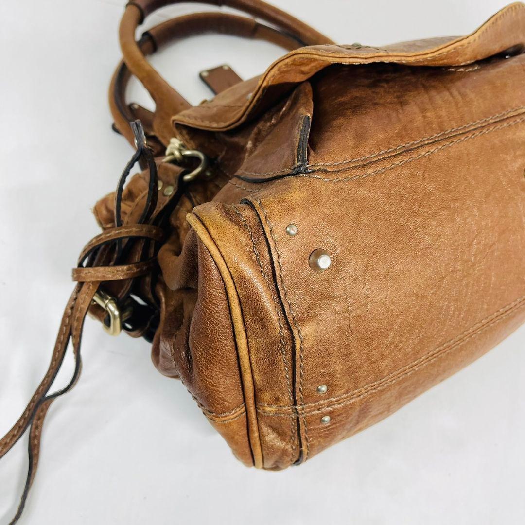 希少 Chloé クロエ パディントン レザー ハンドバッグ パドロック 茶