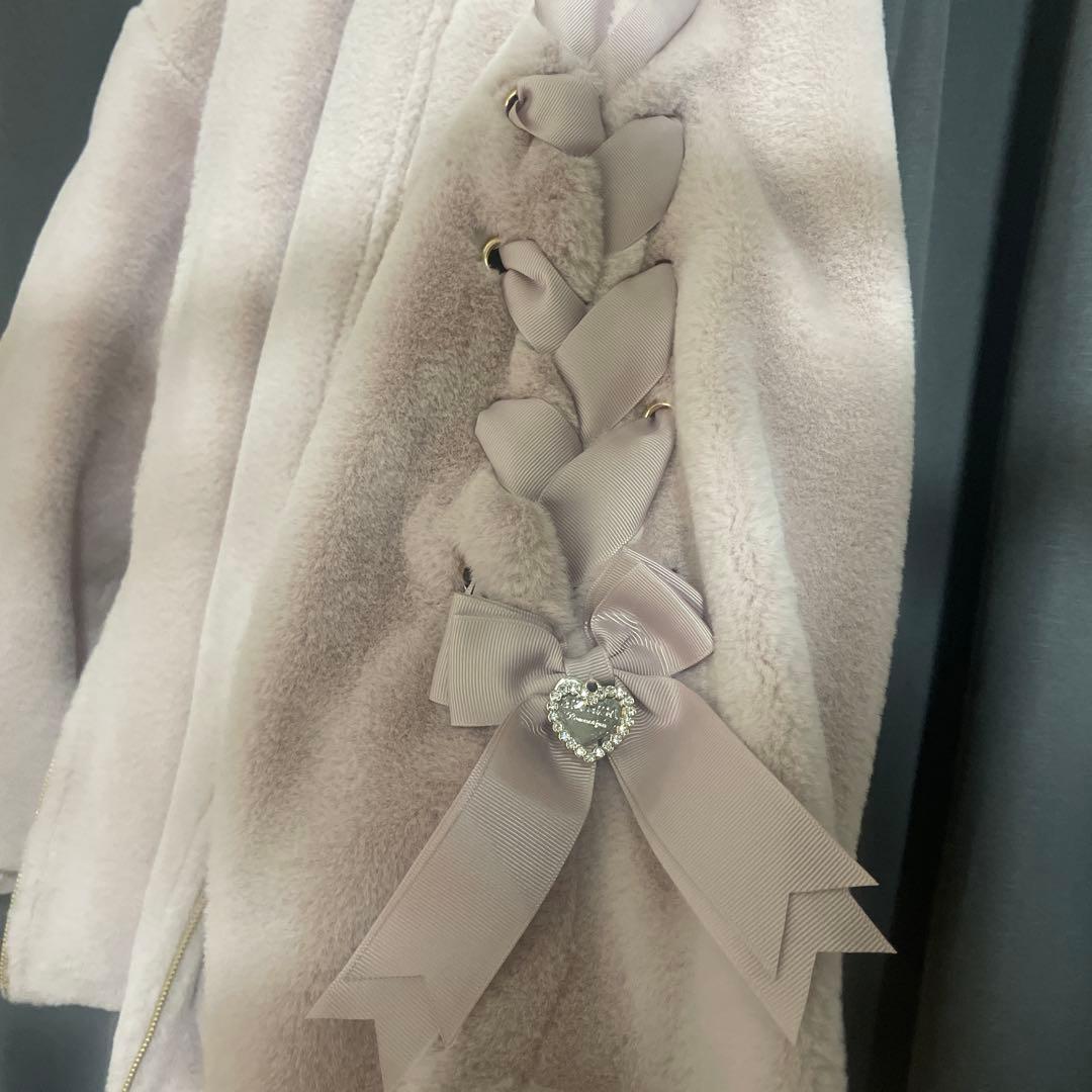 Lizlisa ウサギ耳付きフリースジャケット 薄いピンク