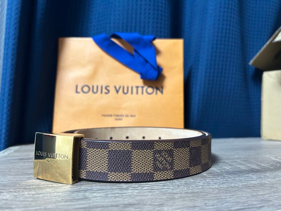 美品　ルイヴィトン　ベルト　ダミエ　サンチュールキャレ