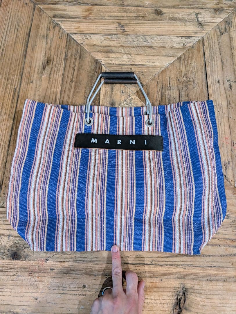 MARNI ストライプ エコバッグ春夏籠バッ