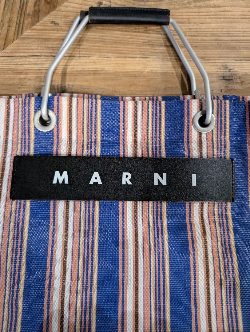 MARNI ストライプ エコバッグ春夏籠バッ