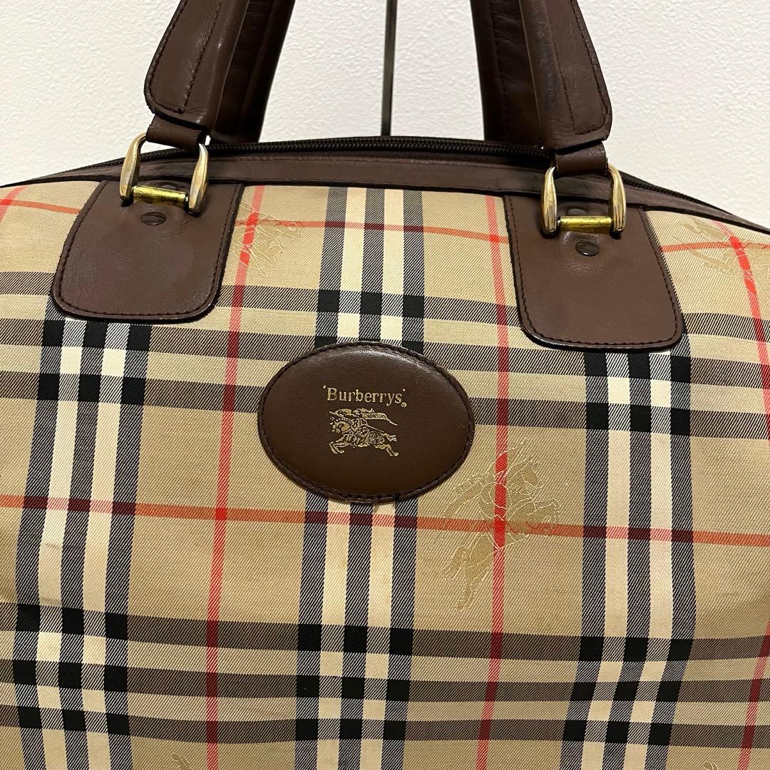 美品　バーバリー　ボストンバッグ　ノバチェックシャドーホース　大容量　鍵付き