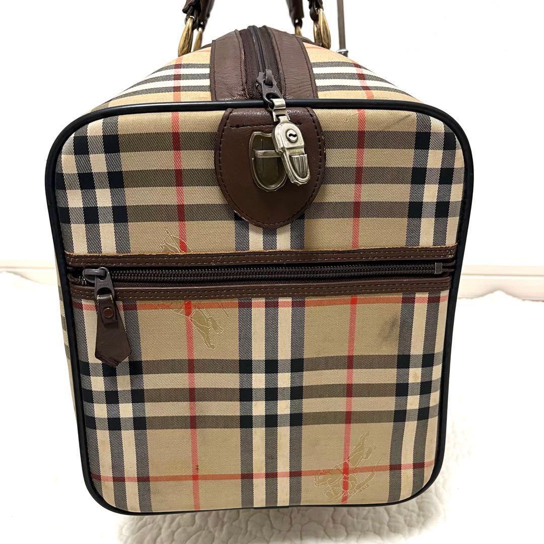 美品　バーバリー　ボストンバッグ　ノバチェックシャドーホース　大容量　鍵付き
