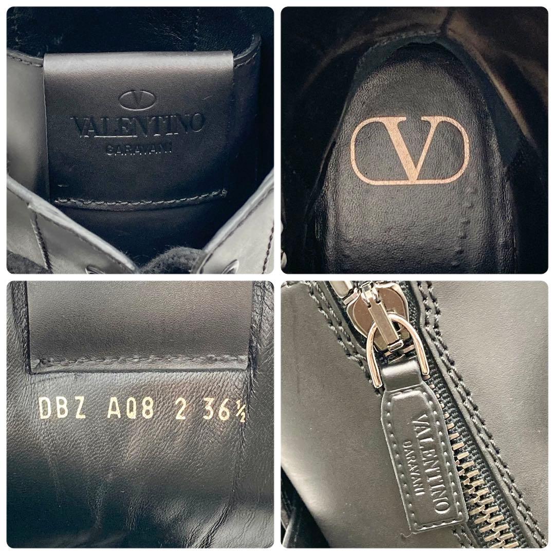 HOLIC✨ ヴァレンティノ キャンプサイト ブーツ 黒 Vロゴ 36.5