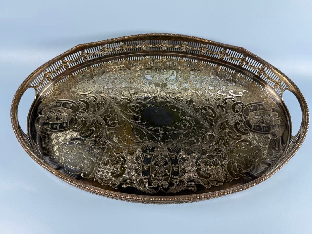 楕円形サービングトレイ 純銀メッキ(ALPHA PLATE ENGLAND製)