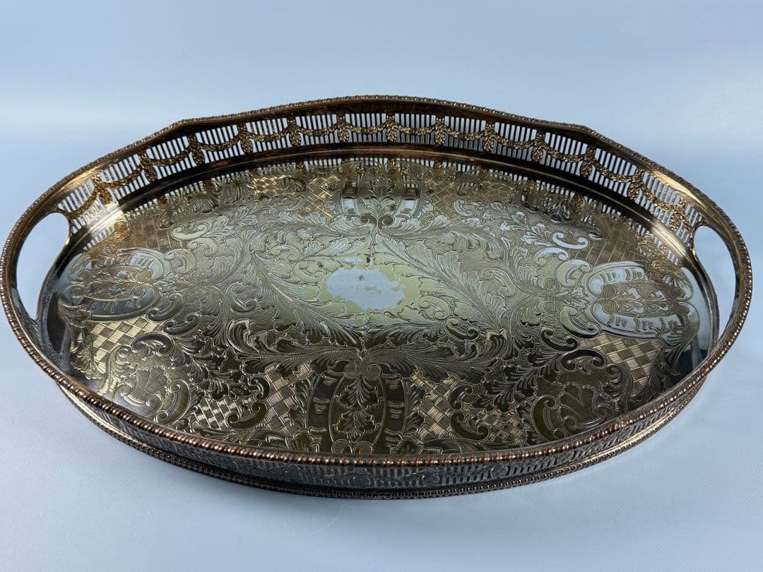 楕円形サービングトレイ 純銀メッキ(ALPHA PLATE ENGLAND製)