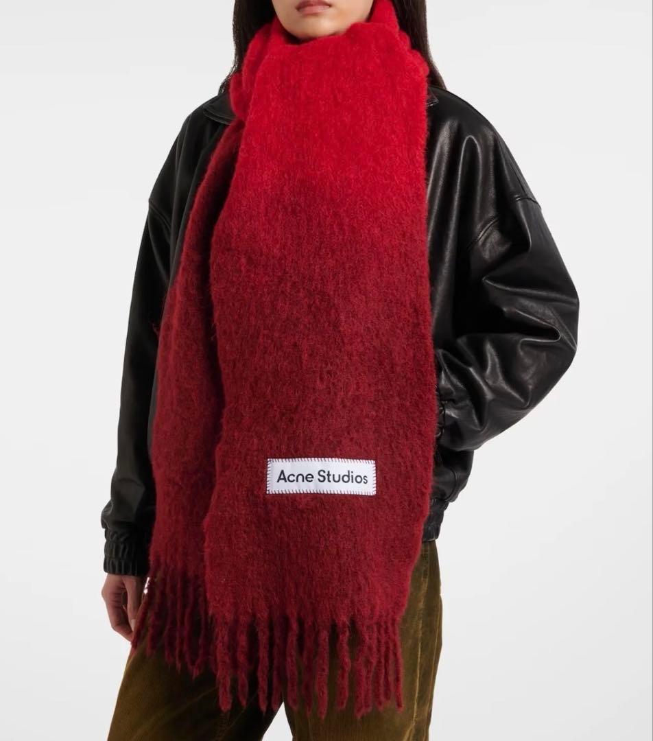 国内完売 ACNE STUDIOS フランジ レッド マフラー