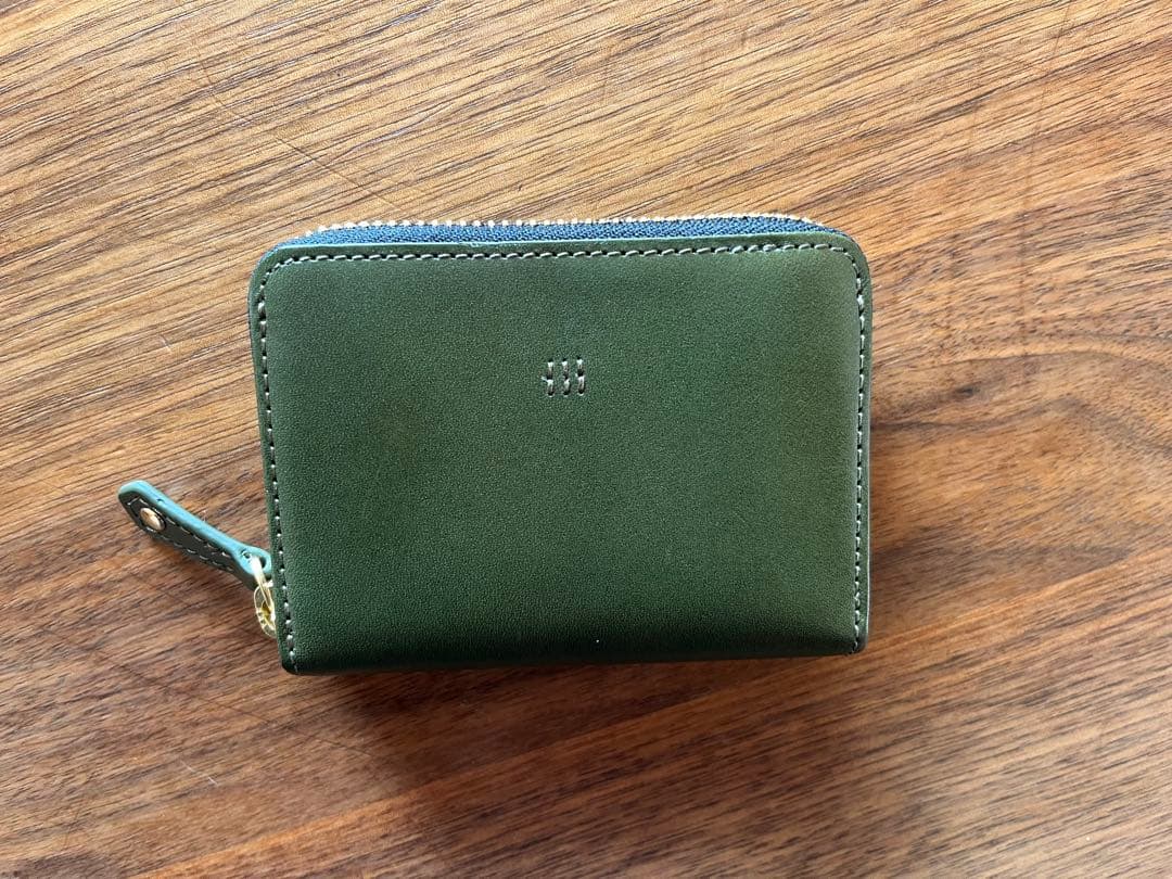 新品　お札折らない栃木レザーミニ財布 SATTO Proグリーン