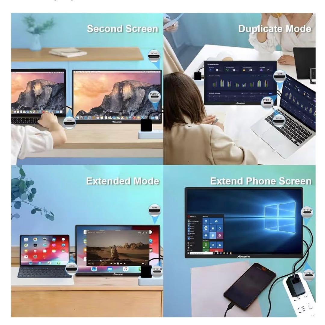 18.5インチ ノートパソコン用 ポータブルモニター 1080P