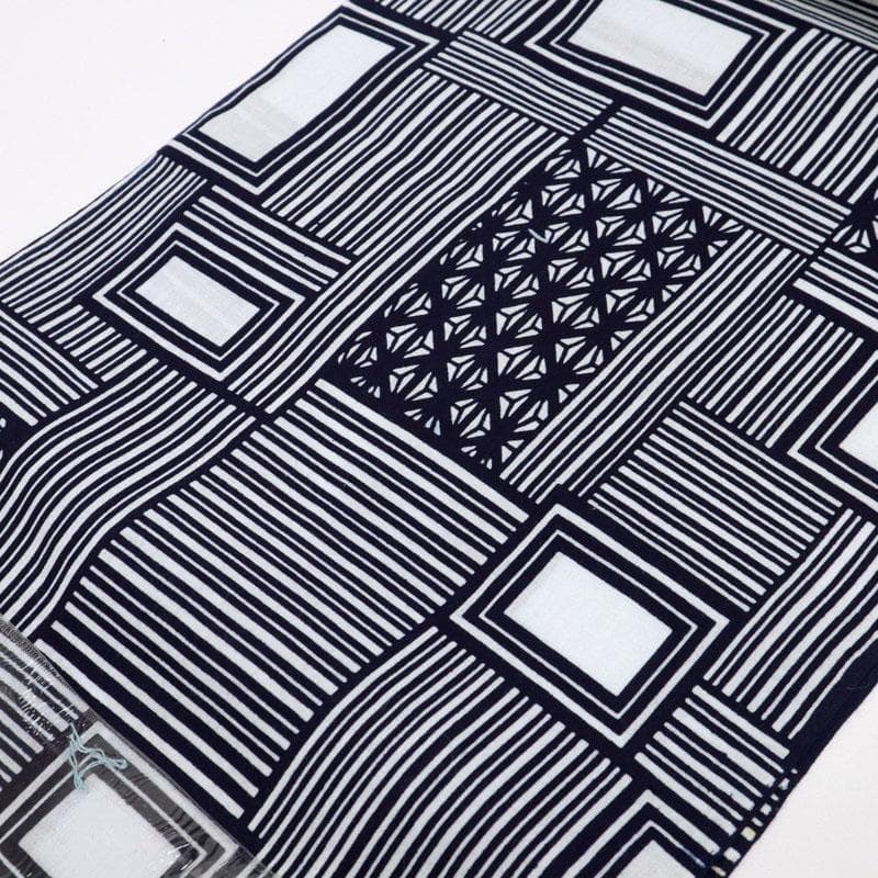 《りん★手縫い仕立て＋浴衣『ジョン・ワイツ』幾何学寄せ柄■反25-131》