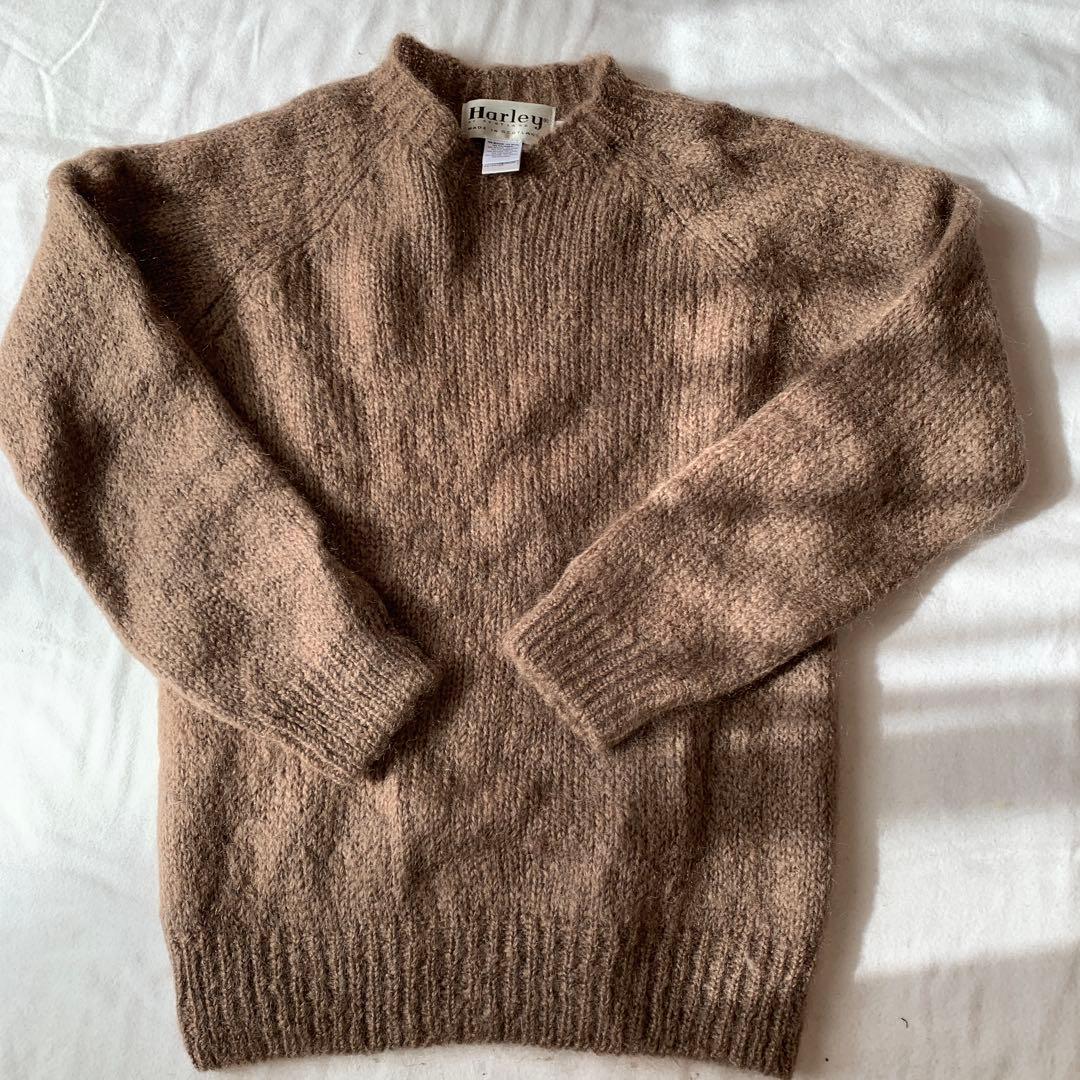 スコットランド製Harley モヘヤニットセーター 40 ベージュ